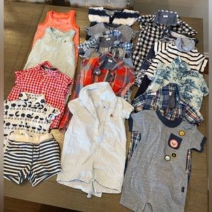 Baby boy large summer clothing lot 6-12 months mostly gap shorts rompers shirts